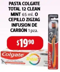 Farmacias Guadalajara PASTA COLGATE TOTAL 12 CLEAN MINT 65 ml. O CEPILLO ZIGZAG INFUSION DE CARBÓN 1 pza. oferta