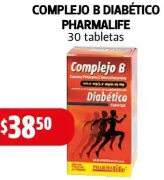 Farmacias Guadalajara COMPLEJO B DIABÉTICO PHARMALIFE 30 tabletas oferta