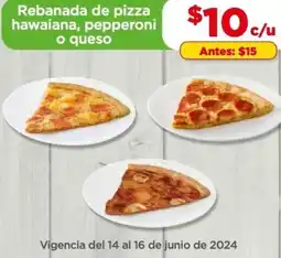 Bodega Aurrerá Rebanada de pizza hawaiana, pepperoni o queso oferta