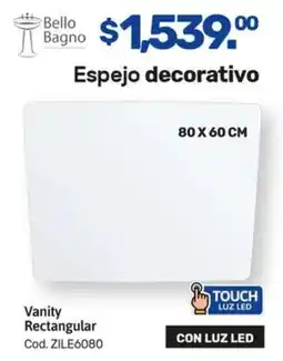 Bello Bagno Espejo decorativo Vanity Rectangular