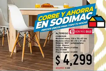 Sodimac Homecenter Comedor blanco madera con 4 sillas blanco oferta