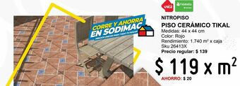 Sodimac Homecenter Piso cerámico tikal 44x44 cm oferta