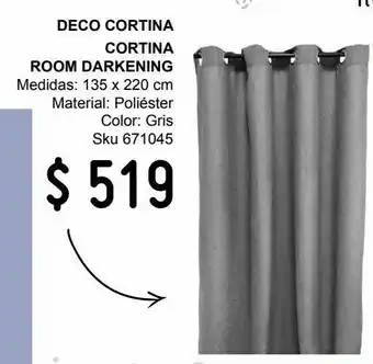 Cortina room darkening gris linen 135x220 cm
