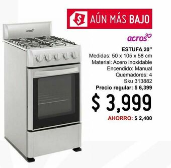Sodimac Homecenter Estufa 20 pulgadas encendido manual oferta