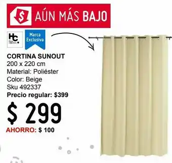 Sodimac Homecenter Cortina sunout ocre 200x220cm oferta