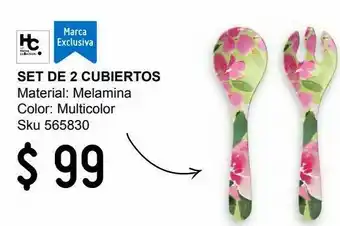 Sodimac Homecenter Set 2 cubiertos melamina flor verde fantasy garden oferta