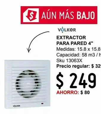 Extractor para pared 58 m3/h 4"
