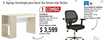 Sodimac Homecenter Combo escritorio 1 cajón teo rob + silla pc verona negra oferta
