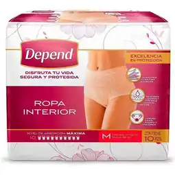 Farmacias YZA DEPEND ROPA INTERIOR MUJER MEDIANO 10 PZAS oferta