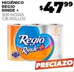 Merco HIGIÉNICO REGIO RINDE + 500 HOJAS C/6 ROLLOS oferta