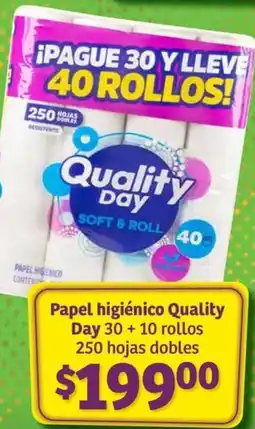 Soriana Híper Papel higiénico Quality Day 30 + 10 rollos 250 hojas dobles oferta