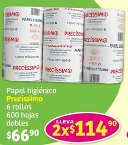 Soriana Híper Papel higiénico Precíssimo 2x6 rollos 600 hojas dobles oferta