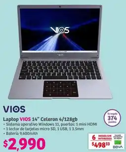 Soriana Híper Laptop VIOS 14" Celeron 4/128gb oferta