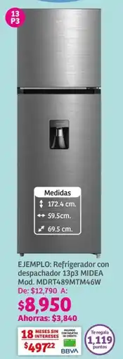 Soriana Híper MIDEA Refrigerador con despachador 13p3 oferta