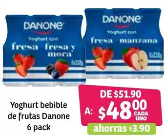 Soriana Híper Yoghurt Bebible de Frutas Danone 6pack oferta