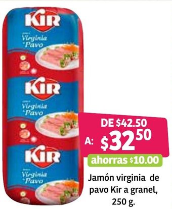 Soriana Híper Jamón Virginia de Pavo Kir a Granel 250g oferta