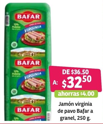 Soriana Híper Jamón Virginia de Pavo Bafar a Granel 250g oferta