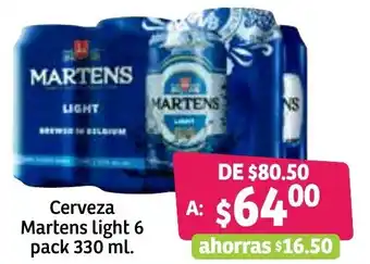Soriana Híper Cerveza Martens Light 6 pack 330ml oferta