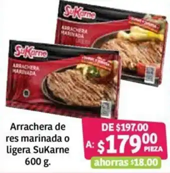 Arrachera de res marinada o ligera SuKarne 600g
