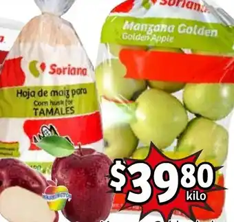 Soriana Express Manzana GOlden Bolsa o Manzana Red Kilo oferta