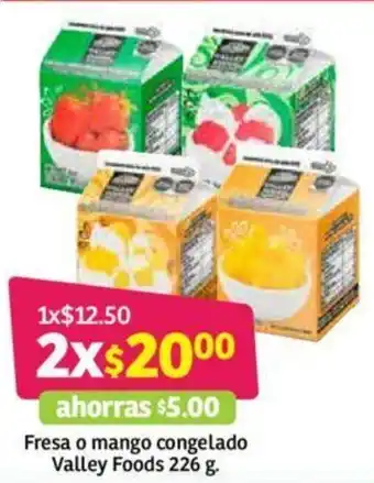 Soriana Mercado Fresa o Mango Congelado Valley Foods 226g oferta