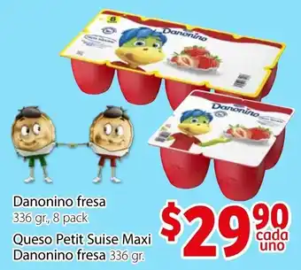 Danonino Fresca 336gr, 8 Pack/ Queso Petit Suise Maxi Danonino Fresa 336gr.