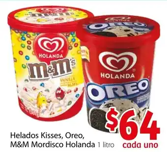 Soriana Express Helados Kisses, Oreo, M&M Mordisco Holanda 1 Litro oferta