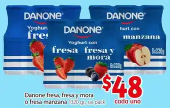 Danone Fresa y Mora o Fresa Manzana 1320gr Six Pack