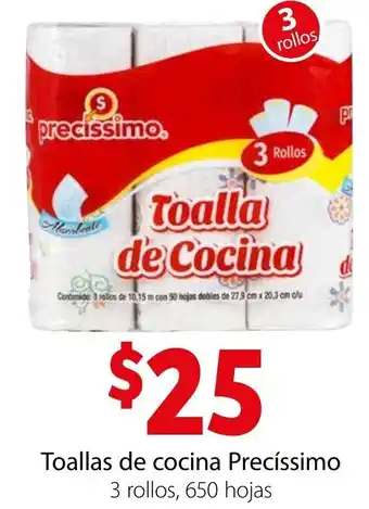 Soriana Express Toalhitas de Cocina Precíssimo 3 Rollos, 650 Hojas oferta