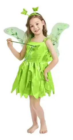 Mercado Libre Ropa Cosplay Para Niños Elfos Verdes, Vestido + Alas + Palos De Hadas + Guirnaldas + Tocado. Juego De 5 Piezas oferta
