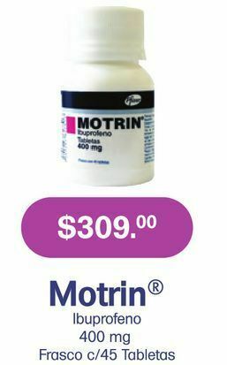 Farmacias Especializadas Motrin 400mg gra fco c/45 oferta