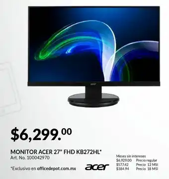 Samsung Monitor acer 27" fhd oferta