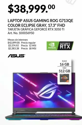 Samsung Laptop asus gaming rog 17.3" oferta