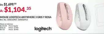 Samsung Mouse logitech anywhere 3 gris y rosa oferta