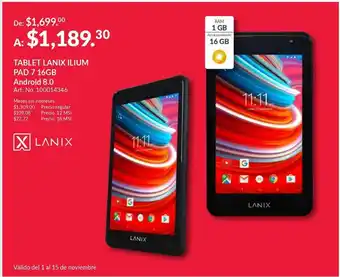 Tablet lanix ilium pad 16gb