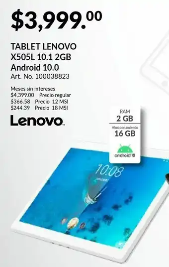 Tablet lenovo x505l 10.1 2gb