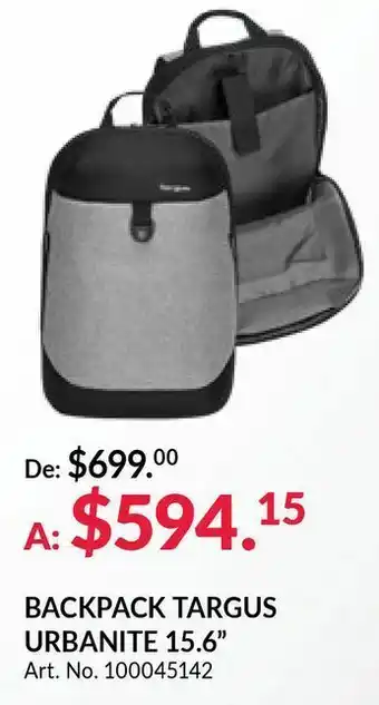 Samsung Backpack targus urbanite 15.6" oferta