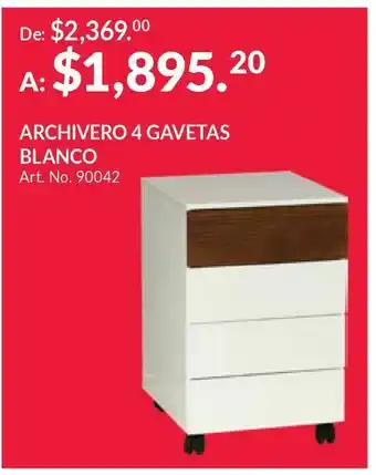 Archivero 4 gavetas blanco
