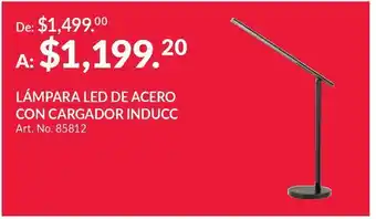 Lámpara led de acero con cargador inducc