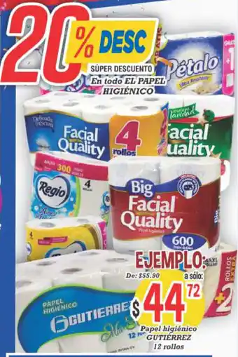 Super Gutiérrez Papel Higiénico Gutiérrez 12 Rollos oferta