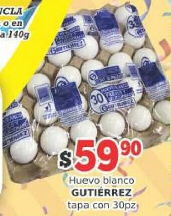 Super Gutiérrez Huevo Blanco Gutiérrez Tapa con 30pz oferta