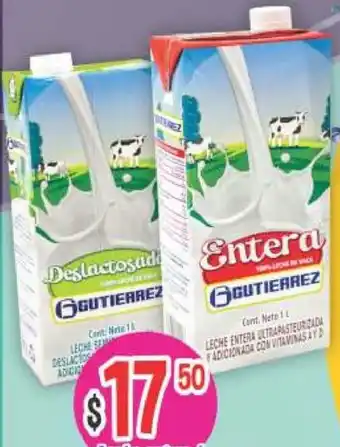 Leche Entera ó Deslactosada Gutiérrez 1L