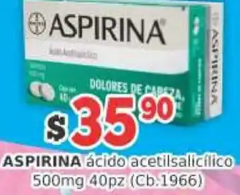 Aspirina Ácido Acetilsalicílico 500mg 40pz