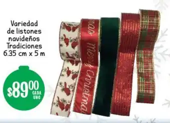 Soriana Mercado Variedad de Listones Navideños Tradiciones 6.35cm x 5m oferta