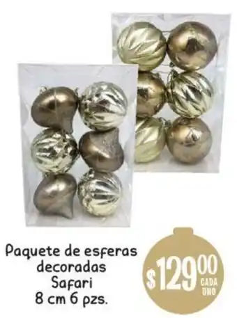 Paquete de Esferas Decoradas Safari 8cm 6pzs