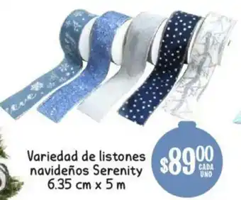 Soriana Mercado Variedad de Listones Navideños Serenity 6.35cm x 5m oferta
