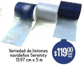 Soriana Mercado Variedad de Listones Navideños Serenity 13.97cm x 5m oferta