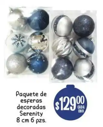 Soriana Mercado Paquete de Esferas Decoradas Serenity 8cm 6pzs oferta