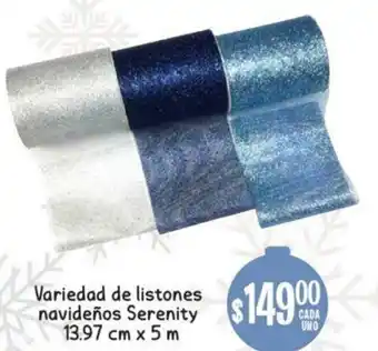 Soriana Mercado Variedad de Listones Navideños Serenity 13.97cm x 5m oferta