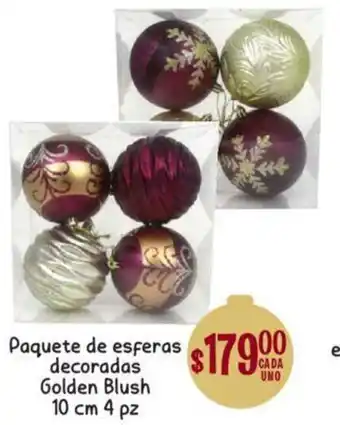 Soriana Mercado Paquete de Esferas Decoradas Golden Blush10cm 4pzs oferta